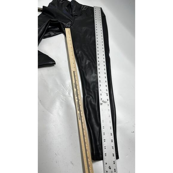 Catherine Malandrino Faux Leather Pull On Pants Women Size M Black Glam Party - Picture 4 of 6